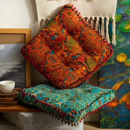 BohoEmbroNest™ - Boden Sitzkissen - Boho Stickerei Stil - Bequeme Sitzfläche