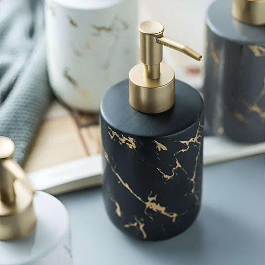 GoldenAura™ - Keramik Seifenspender - Marmor Design - Elegantes Badezimmer Zubehör