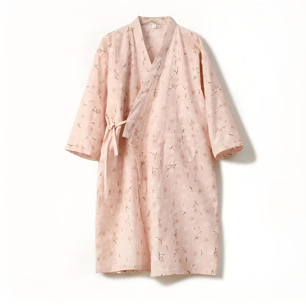 Bela Bademantel Damen - Baumwolle, Yukata-Stil mit Blumenmuster 8
