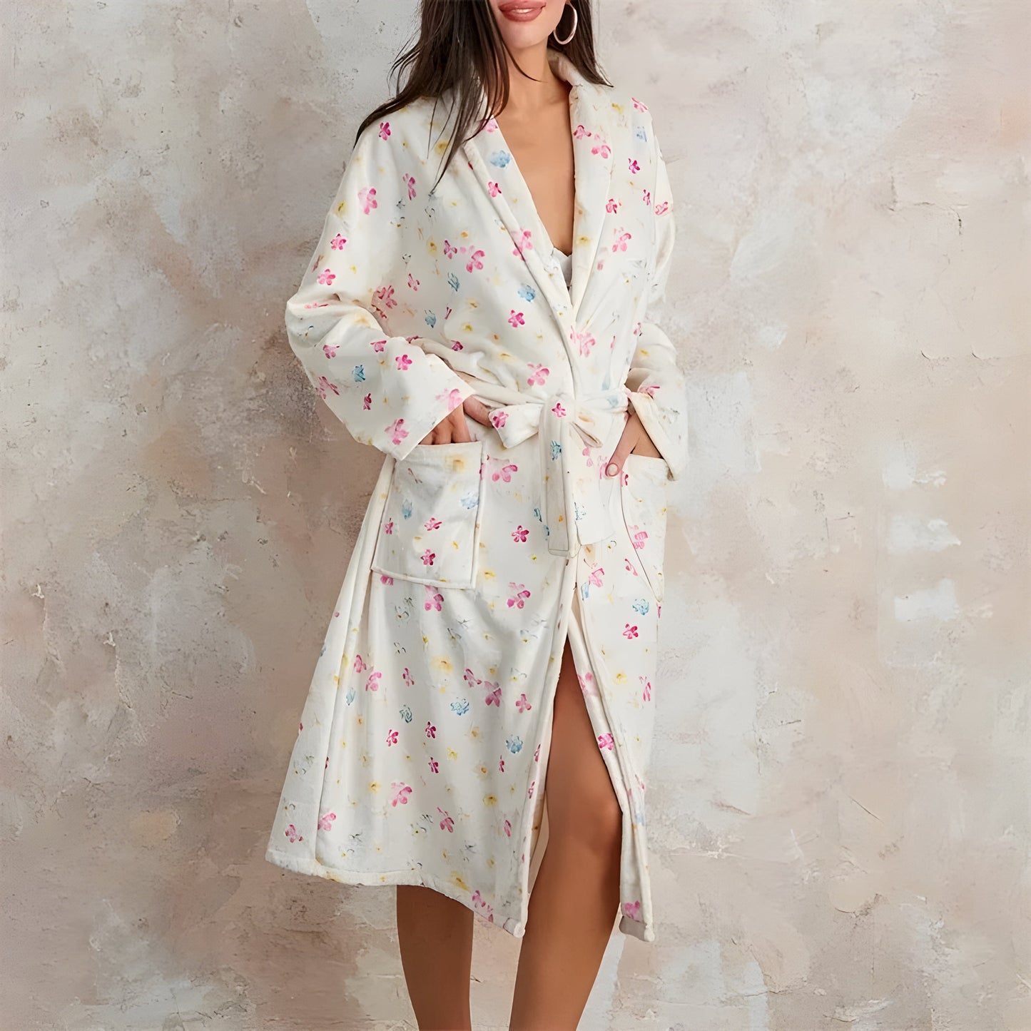 Bluma Bademantel Damen - Weicher Fleece mit Blumenmuster, Komfortabel 8