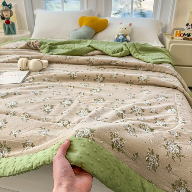 Breezy Sommerdecke - Atmungsaktives Polyester, Blumenmuster für kühlenden Schlafkomfort 8