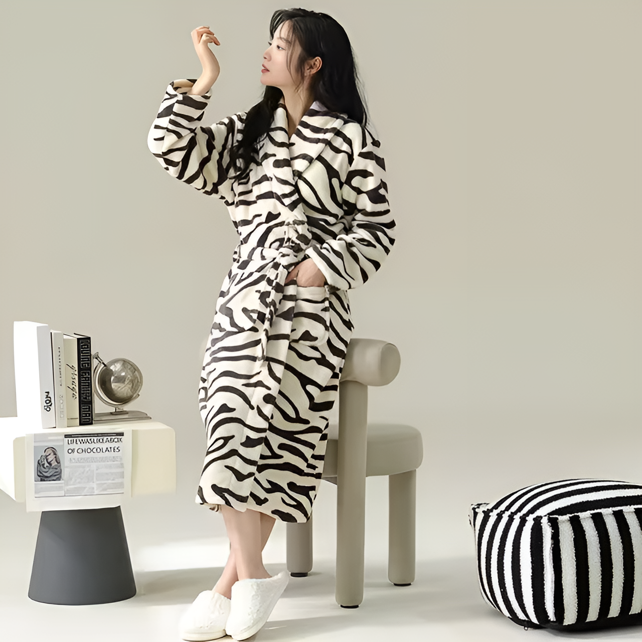 Fleece Haven Bademantel - Ultraweiches Fleece mit Eleganten Sherpa-Akzenten 5