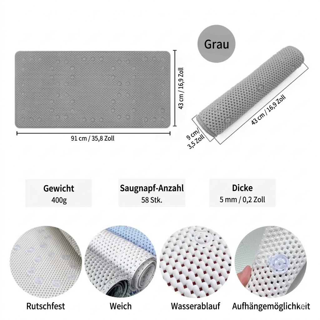 SafeStep™ - Badewannenmatte - Modern Stil - Rutschfeste Sicherheit
