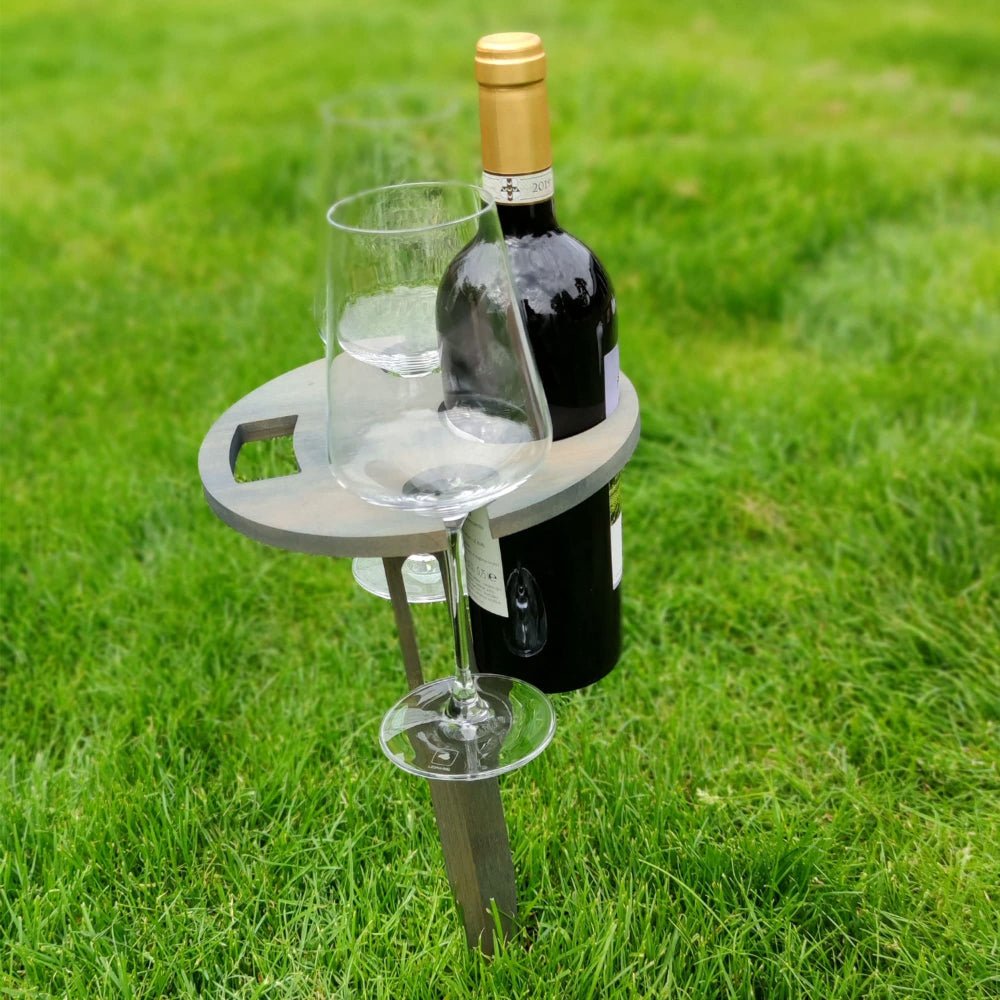 Klarin Klappbarer Picknicktisch - Holz mit Wein- und Snackablage 3