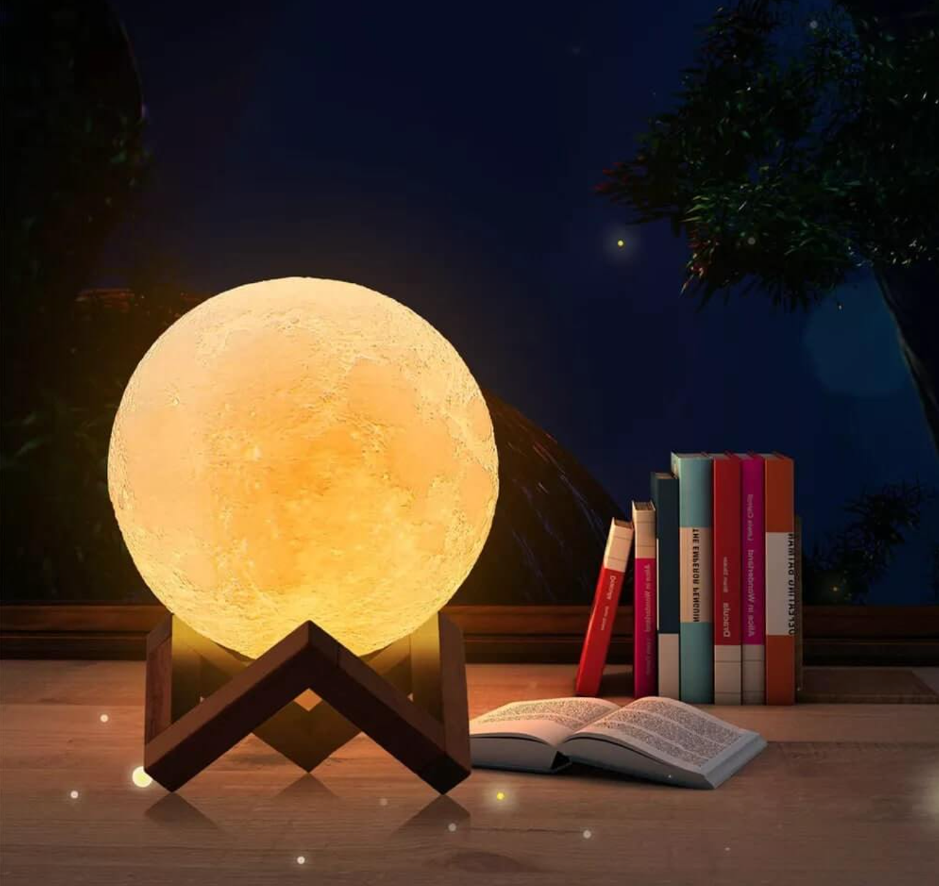 Lunaro Mondlampe - LED, Kabellos, Dimmbar mit Holzständer 8