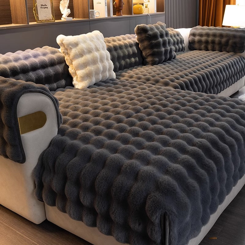 VelourGuard™ - Rutschfester Sofaüberwurf - Plüsch Stil - Weicher Sofaschutz