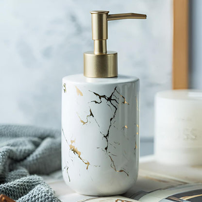 GoldenAura™ - Keramik Seifenspender - Marmor Design - Elegantes Badezimmer Zubehör