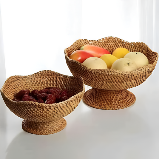 RattanHarvest™ - Obstkorb Rattan - Handgewebter Stil - Natürliche Aufbewahrung