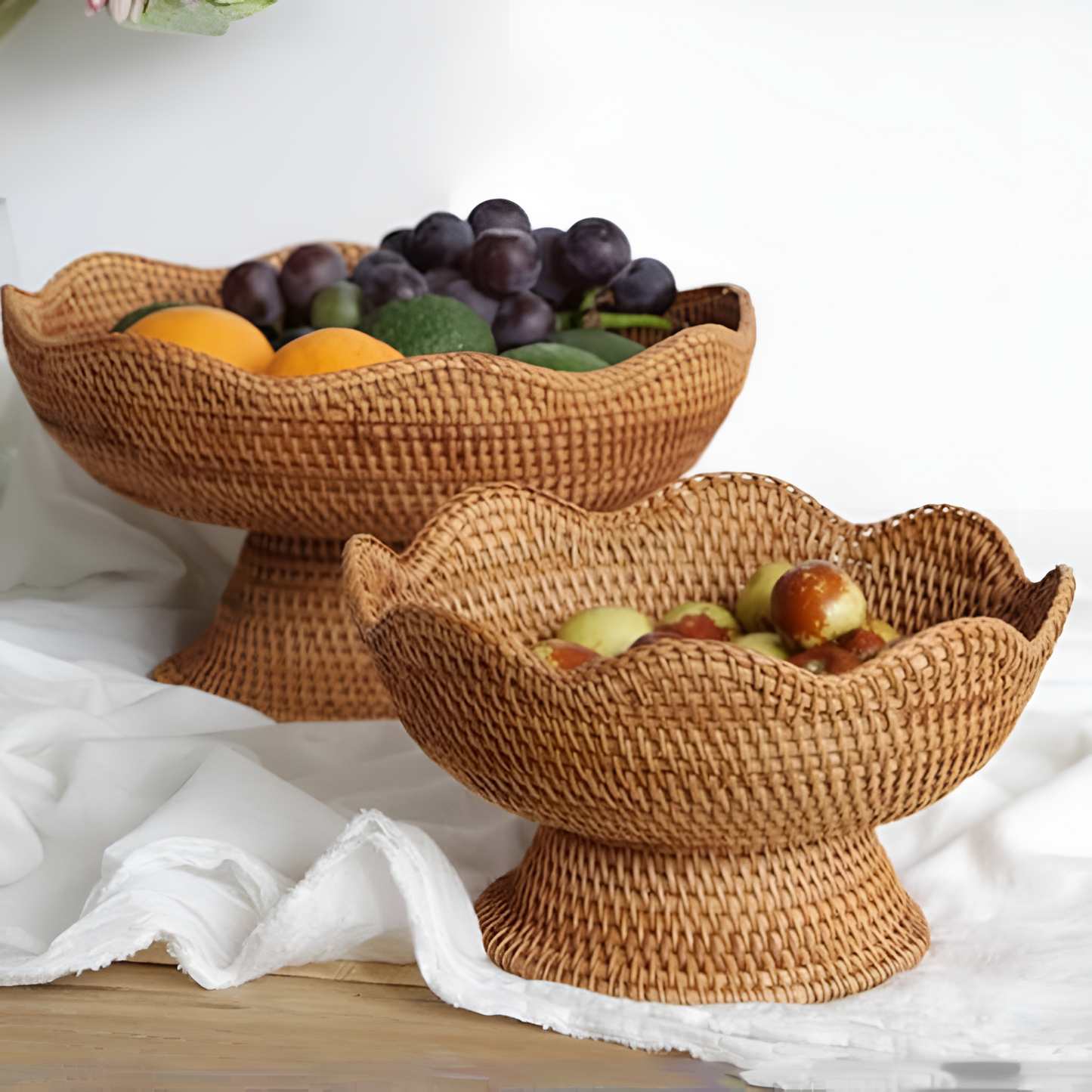 RattanHarvest™ - Obstkorb Rattan - Handgewebter Stil - Natürliche Aufbewahrung