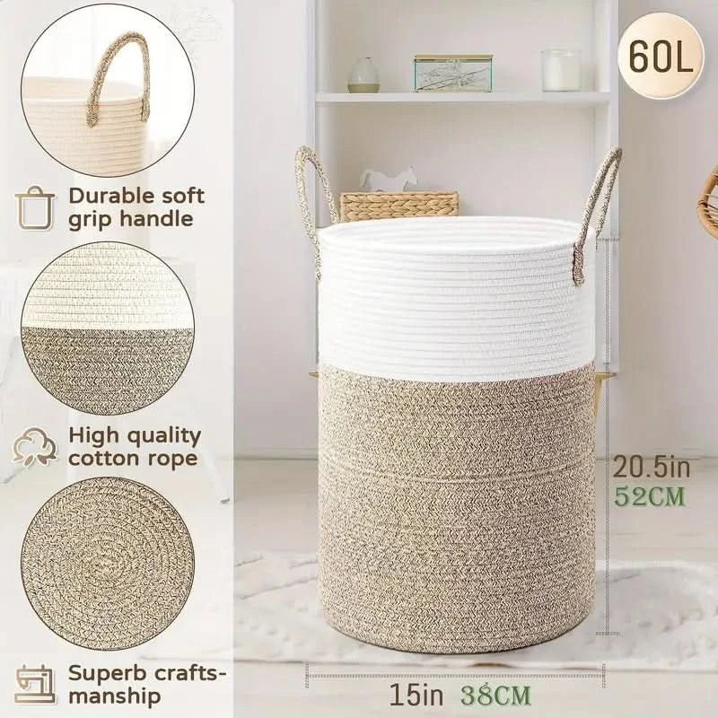CozyNest™ - Baumwoll Aufbewahrungskorb - Modern Stil - Faltbarer Wäschekorb