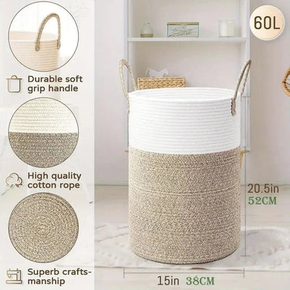 CozyNest™ - Baumwoll Aufbewahrungskorb - Modern Stil - Faltbarer Wäschekorb