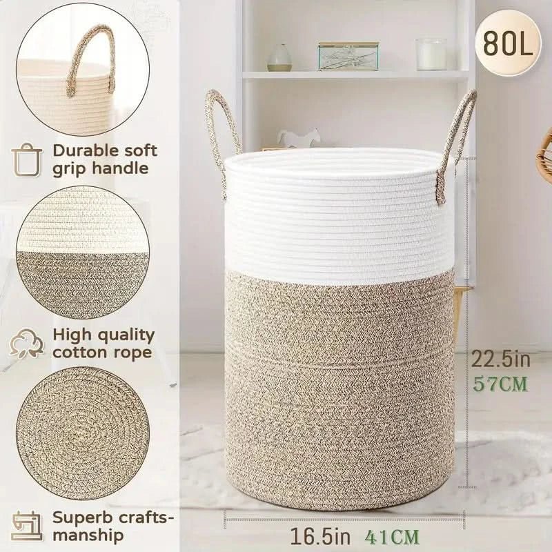 CozyNest™ - Baumwoll Aufbewahrungskorb - Modern Stil - Faltbarer Wäschekorb