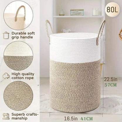 CozyNest™ - Baumwoll Aufbewahrungskorb - Modern Stil - Faltbarer Wäschekorb