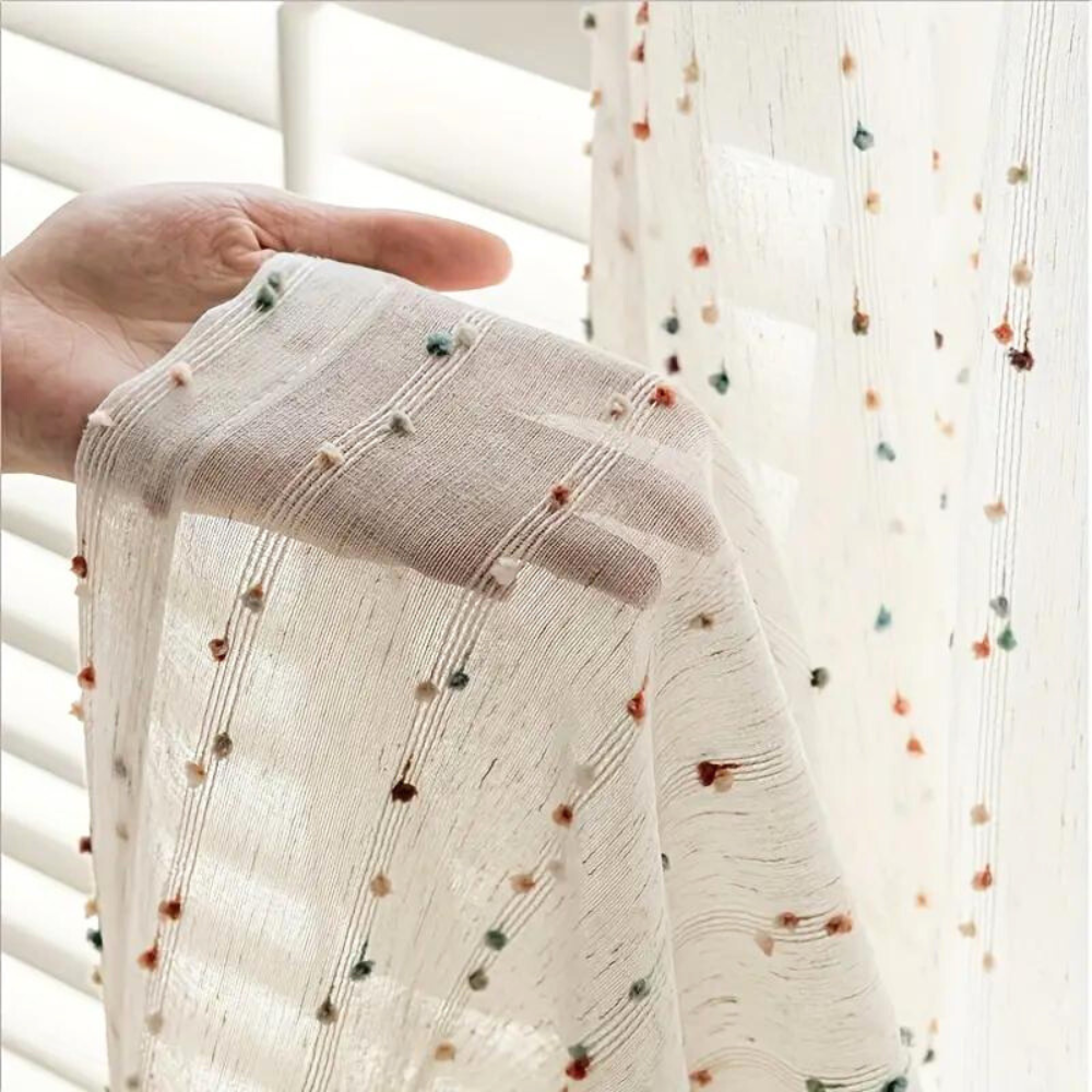 RainbowVeil™ - Tüllvorhang Halbtransparent - Bestickter Stil - Leichter Fenstervorhang