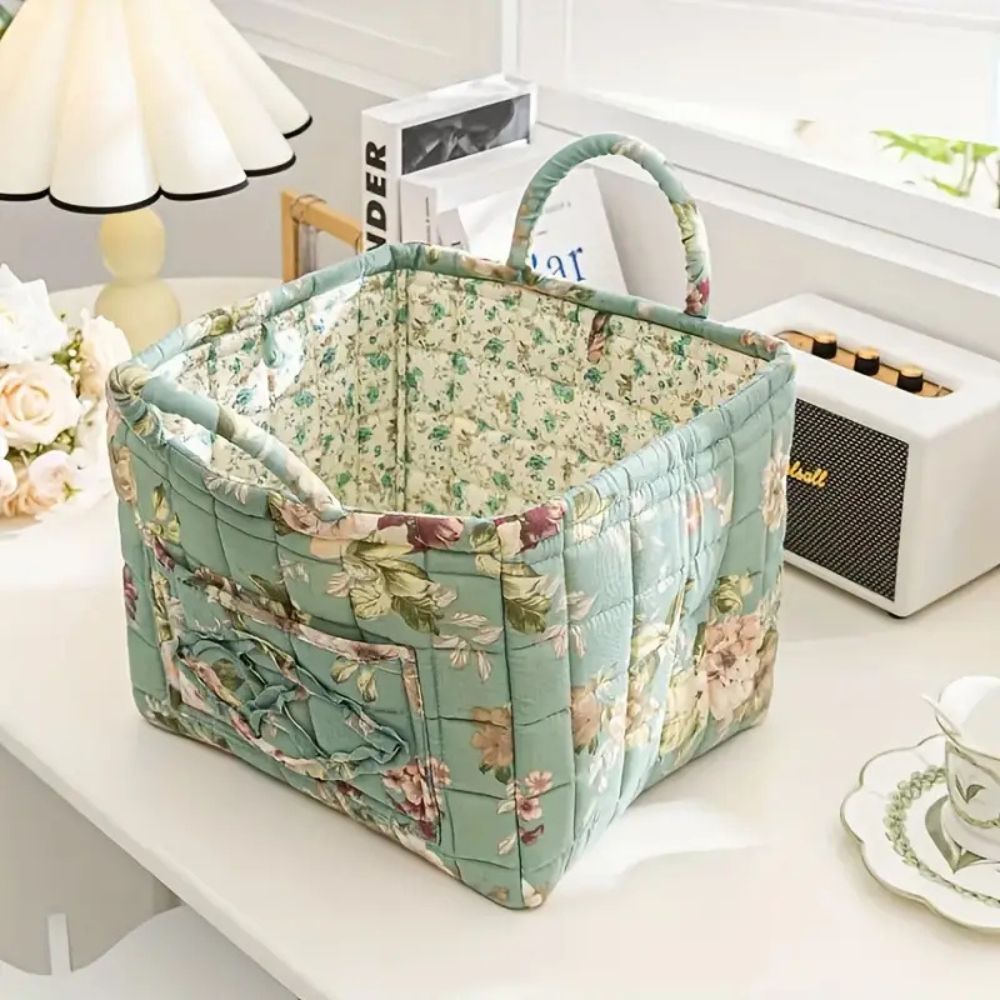 FloralNest™ - Aufbewahrungskorb Stoff - Floral Stil - Dekorative Organisation
