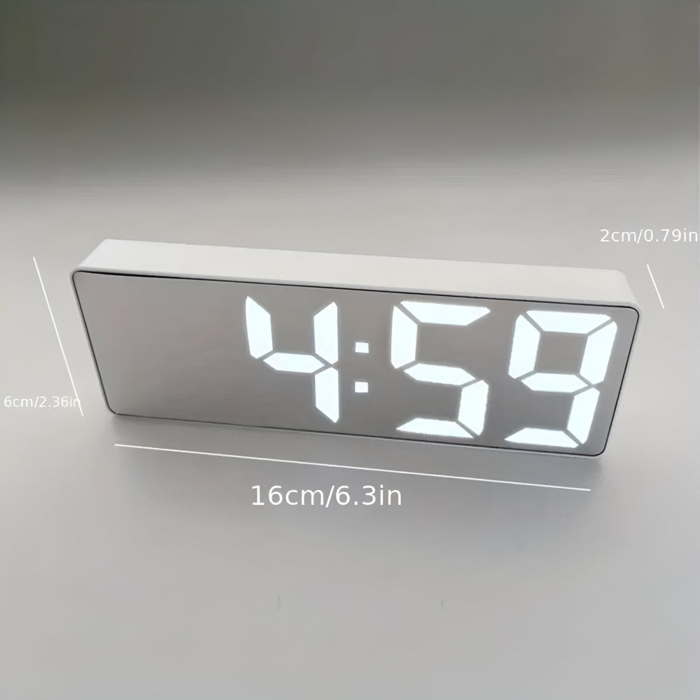 MirrorTime LED Wecker – Spiegel Digitalwecker – Uhr Datum Temperatur