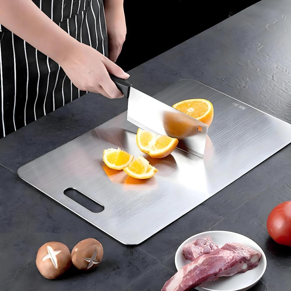 SteelPrep™ - Edelstahl Schneidebrett - Hygienisches Design - Langlebiges Küchenbrett