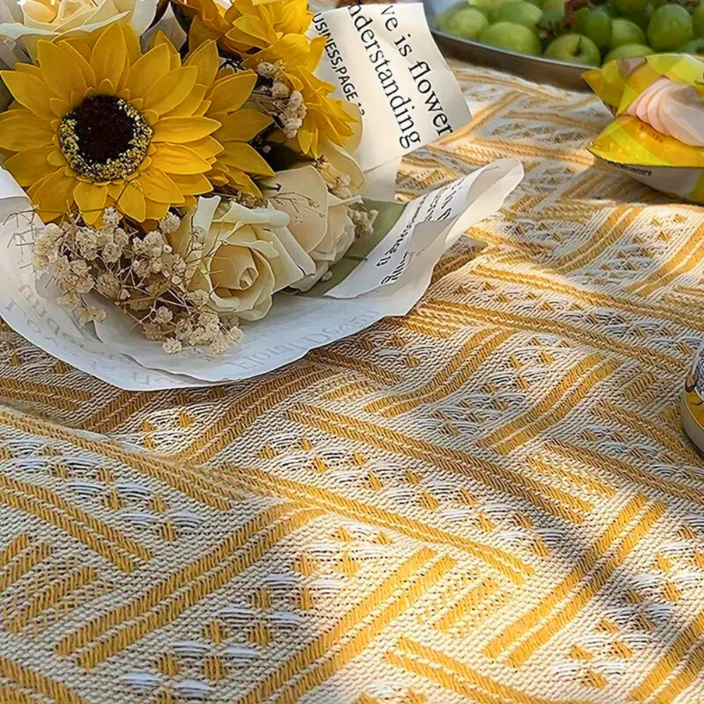 SunnyWeave™ – Outdoor Picknickdecke Baumwollmischung Geometrisches Muster – Outdoor Picknick Decke