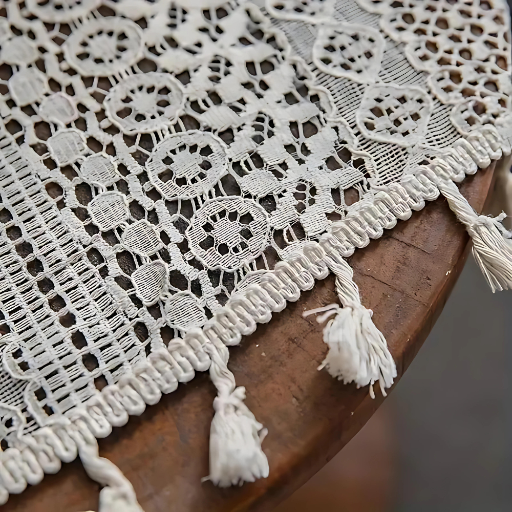 BohoWeaveCharm™ – Boho Häkelvorhang mit Quasten – Halbtransparenter Fenster Vorhang