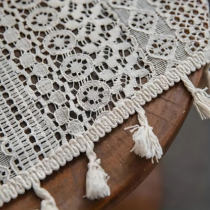 BohoWeaveCharm™ – Boho Häkelvorhang mit Quasten – Halbtransparenter Fenster Vorhang