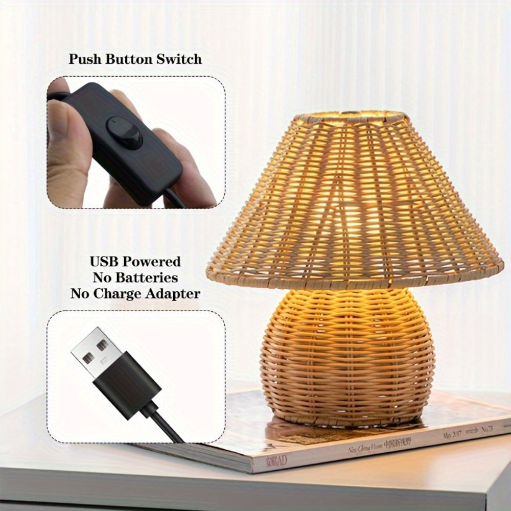 RattanGlow™ - Tischlampe Rattan - Boho Stil - Warmes Ambiente