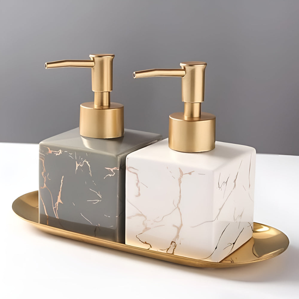 MarbleAura™ - Keramik Seifenspender - Marmor Stil - Elegantes Badezimmer Zubehör