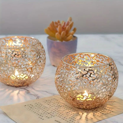 LumiSphere™ - Teelichthalter Metall - Geometrischer Stil - Atmosphärisches Licht