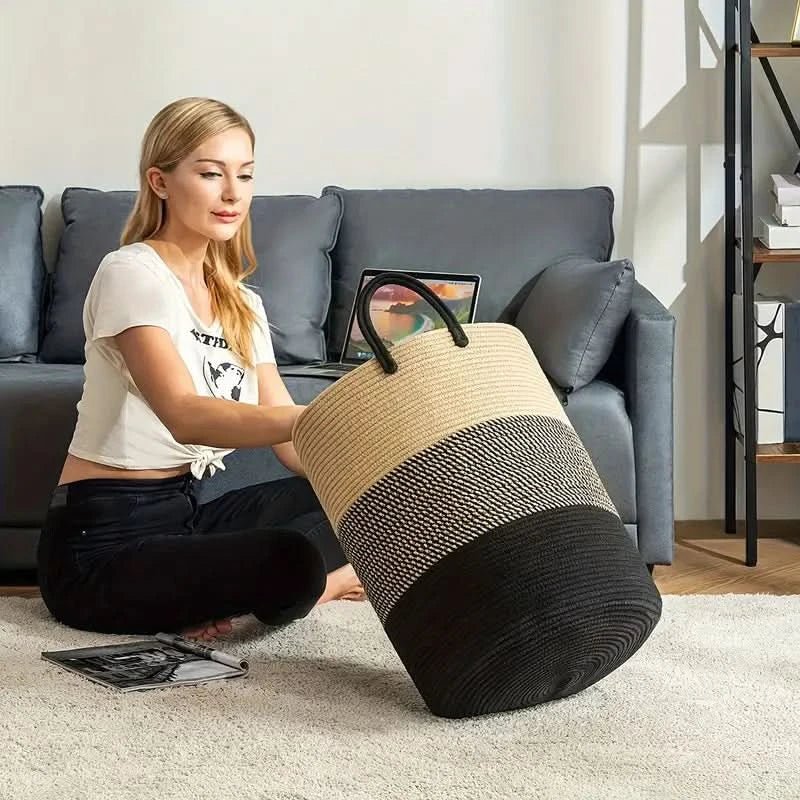 RopeNest™ - Geflochtener Wäschekorb - Modern Stil - Robuster Aufbewahrungskorb
