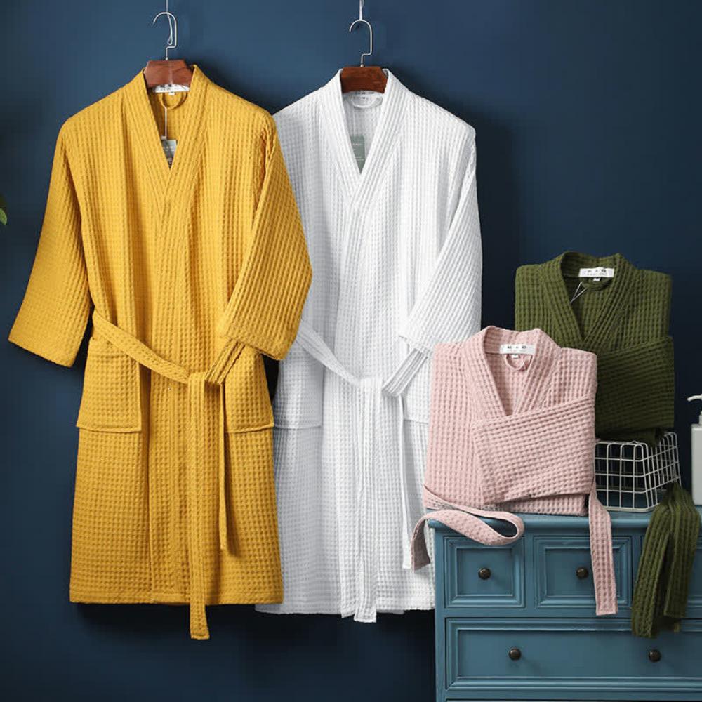WaffleLuxe™ - Bademantel V-Ausschnitt - Waffelstruktur - Komfortabler Morgenmantel