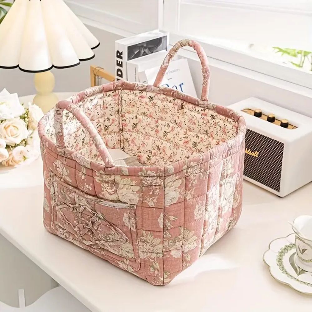 FloralNest™ - Aufbewahrungskorb Stoff - Floral Stil - Dekorative Organisation