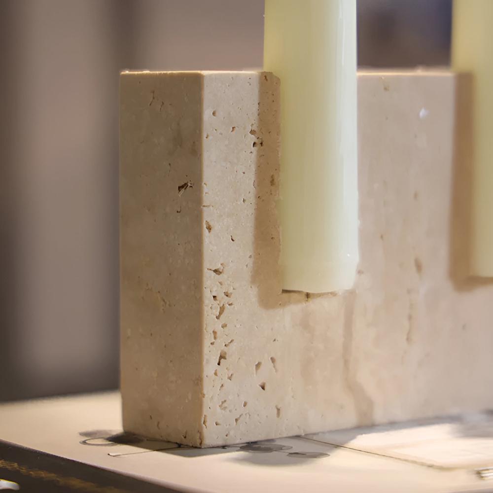 StoneGlow™ - Travertin Kerzenhalter - Minimalistischer Stil - Für 2 Stabkerzen