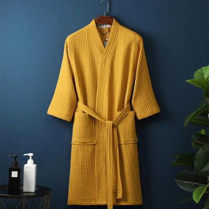 WaffleLuxe™ - Bademantel V-Ausschnitt - Waffelstruktur - Komfortabler Morgenmantel