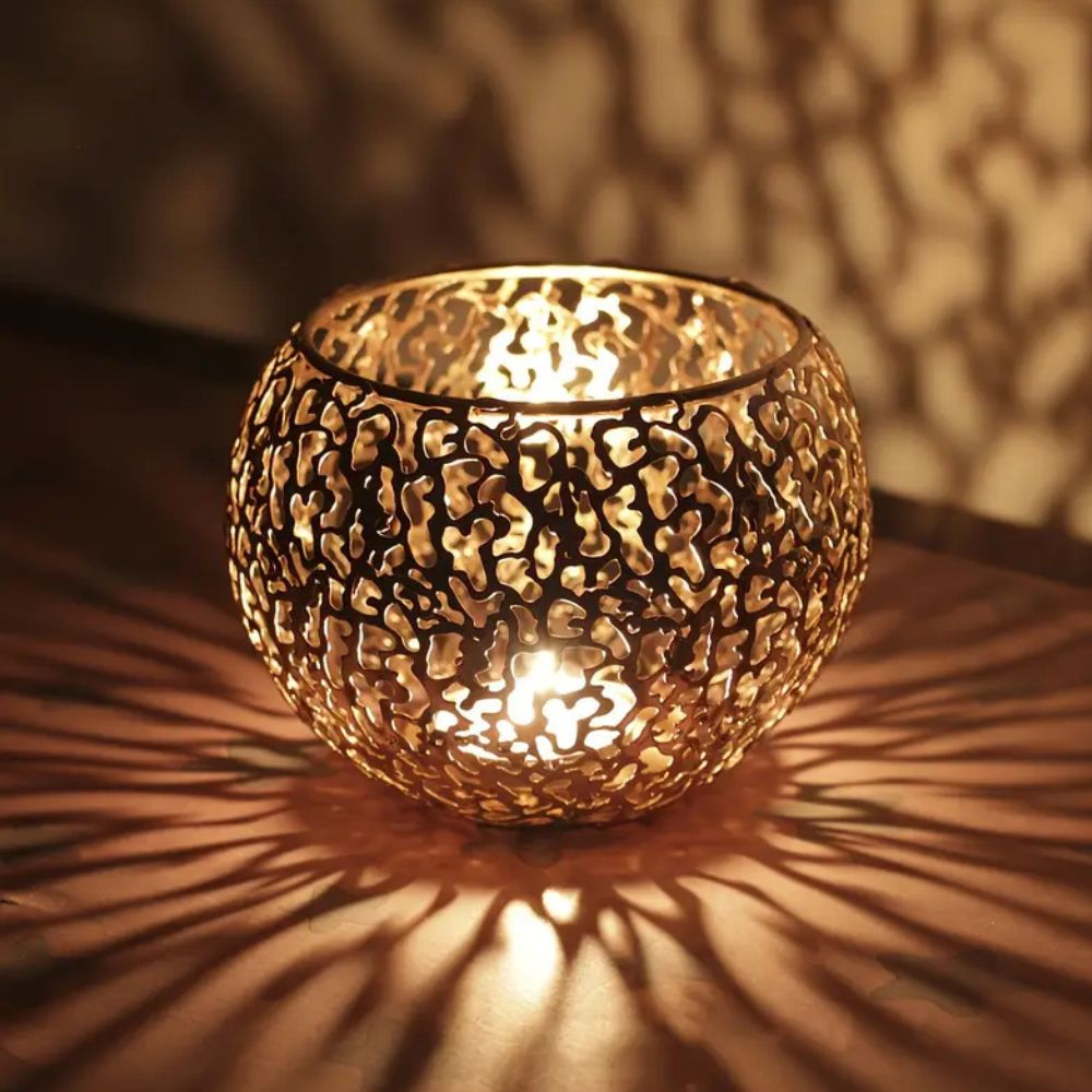 LumiSphere™ - Teelichthalter Metall - Geometrischer Stil - Atmosphärisches Licht