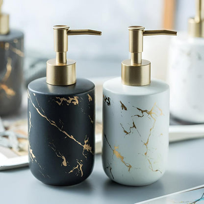 GoldenAura™ - Keramik Seifenspender - Marmor Design - Elegantes Badezimmer Zubehör