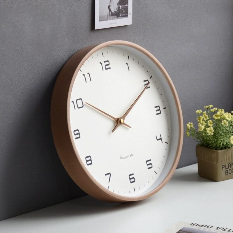 NordicTime™ - Holz Wanduhr Minimalistisch - Modern Stil - Skandinavische Wohnzimmer Uhr
