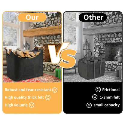 FireNest™ – Filz-Kaminholzkorb – Faltbar & Formstabil