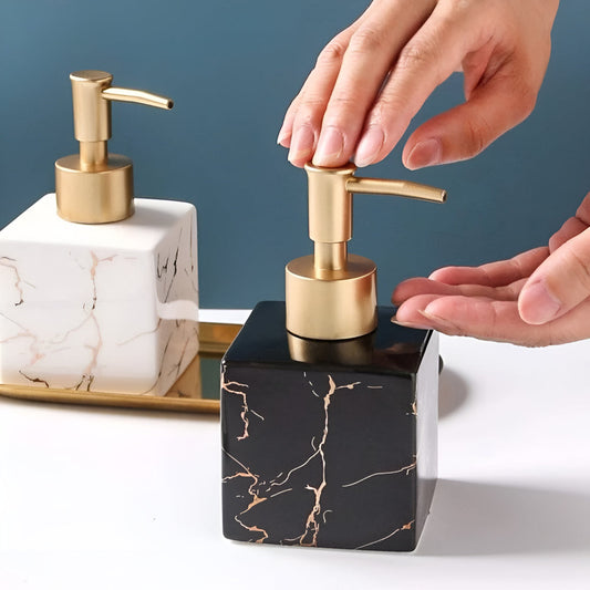 MarbleAura™ - Keramik Seifenspender - Marmor Stil - Elegantes Badezimmer Zubehör
