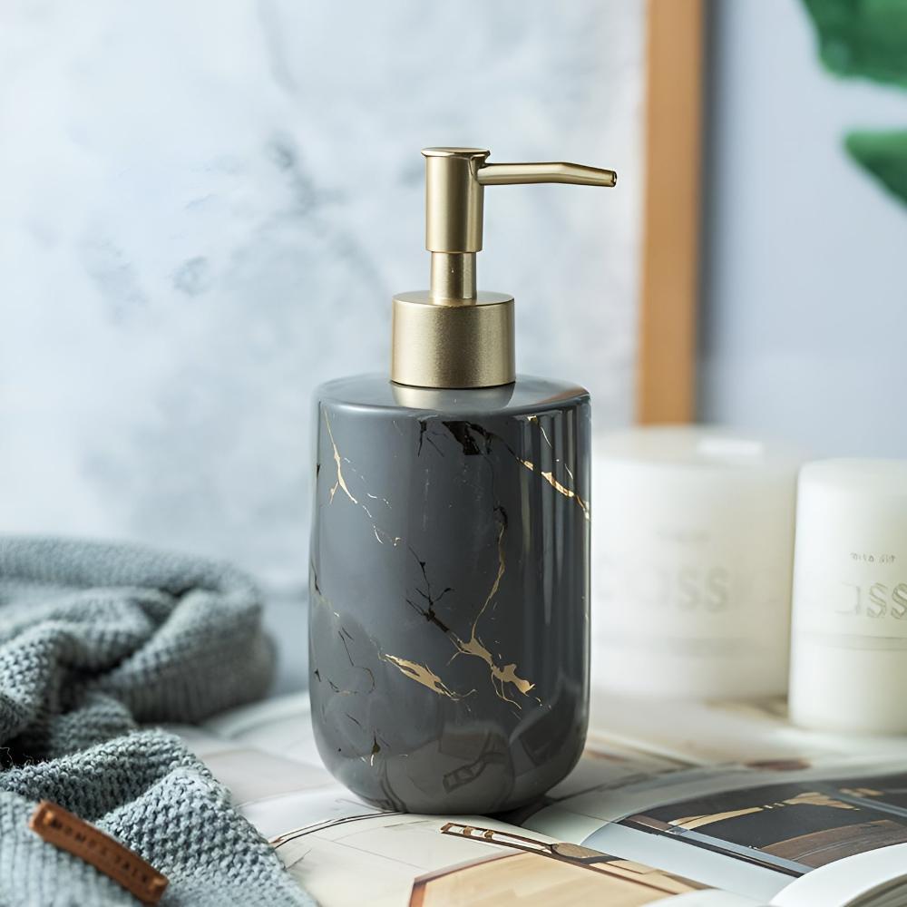 GoldenAura™ - Keramik Seifenspender - Marmor Design - Elegantes Badezimmer Zubehör