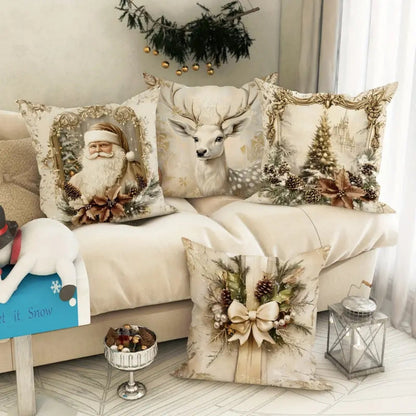 VelvetFestive™ - Weihnachts Kissenbezug Samt - Vintage Stil - Festliche Dekoration