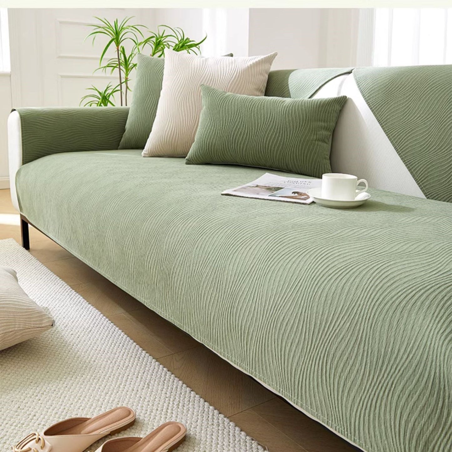 VelourNest™ - Chenille Sofaüberwurf - Moderner Stil - Rutschfester Sofaschutz