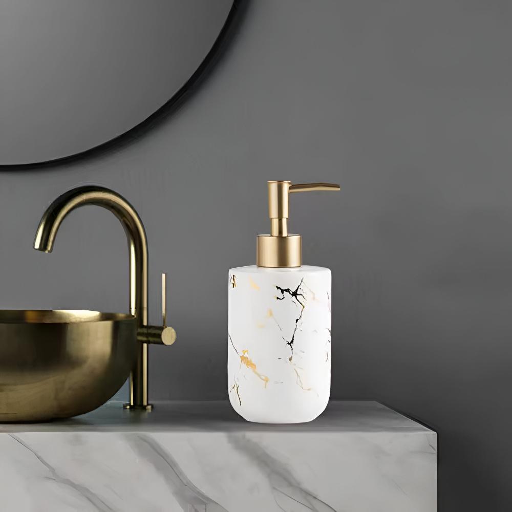 GoldenAura™ - Keramik Seifenspender - Marmor Design - Elegantes Badezimmer Zubehör