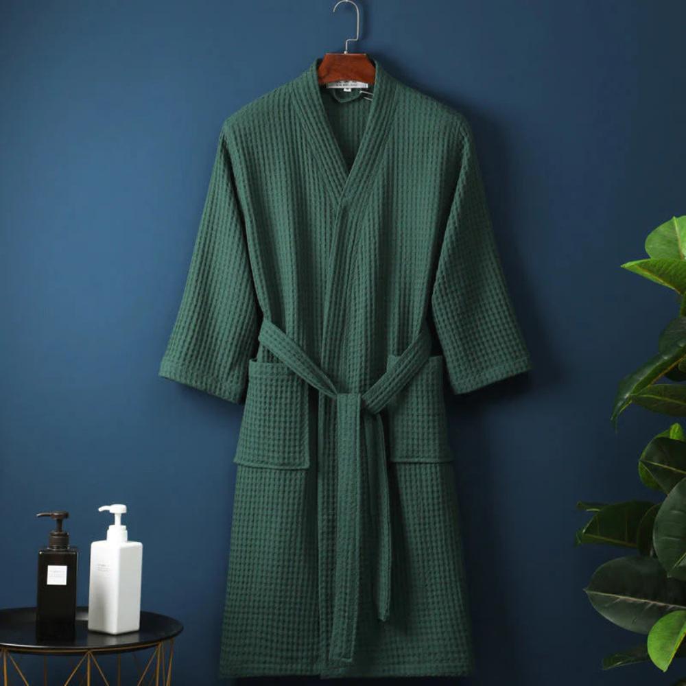 WaffleLuxe™ - Bademantel V-Ausschnitt - Waffelstruktur - Komfortabler Morgenmantel