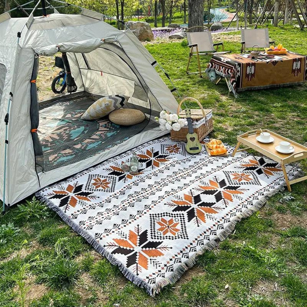 MoroccoLounge™ – Boho Picknickdecke Marokkanisches Muster Outdoor – Boho Picknick Decke
