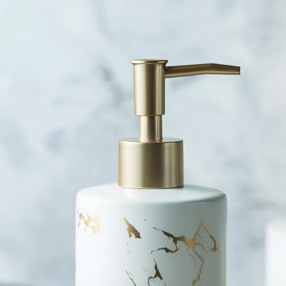 GoldenAura™ - Keramik Seifenspender - Marmor Design - Elegantes Badezimmer Zubehör
