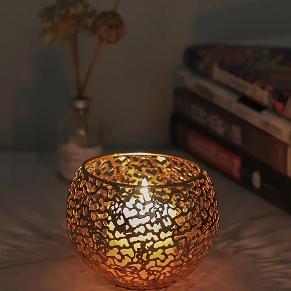 LumiSphere™ - Teelichthalter Metall - Geometrischer Stil - Atmosphärisches Licht