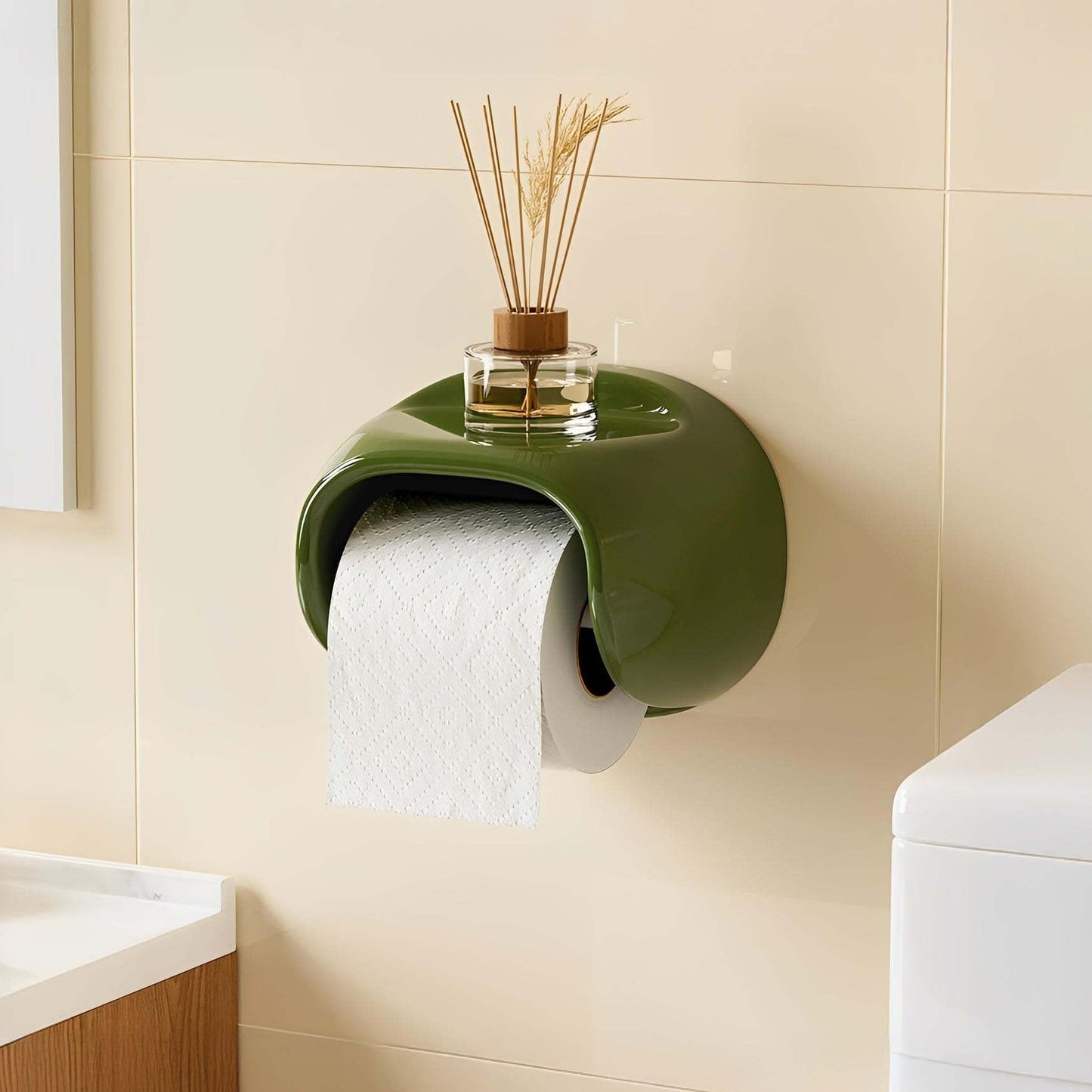 Aero Toilettenpapierhalter - Hochglänzend, Klebefix ohne Bohren 2