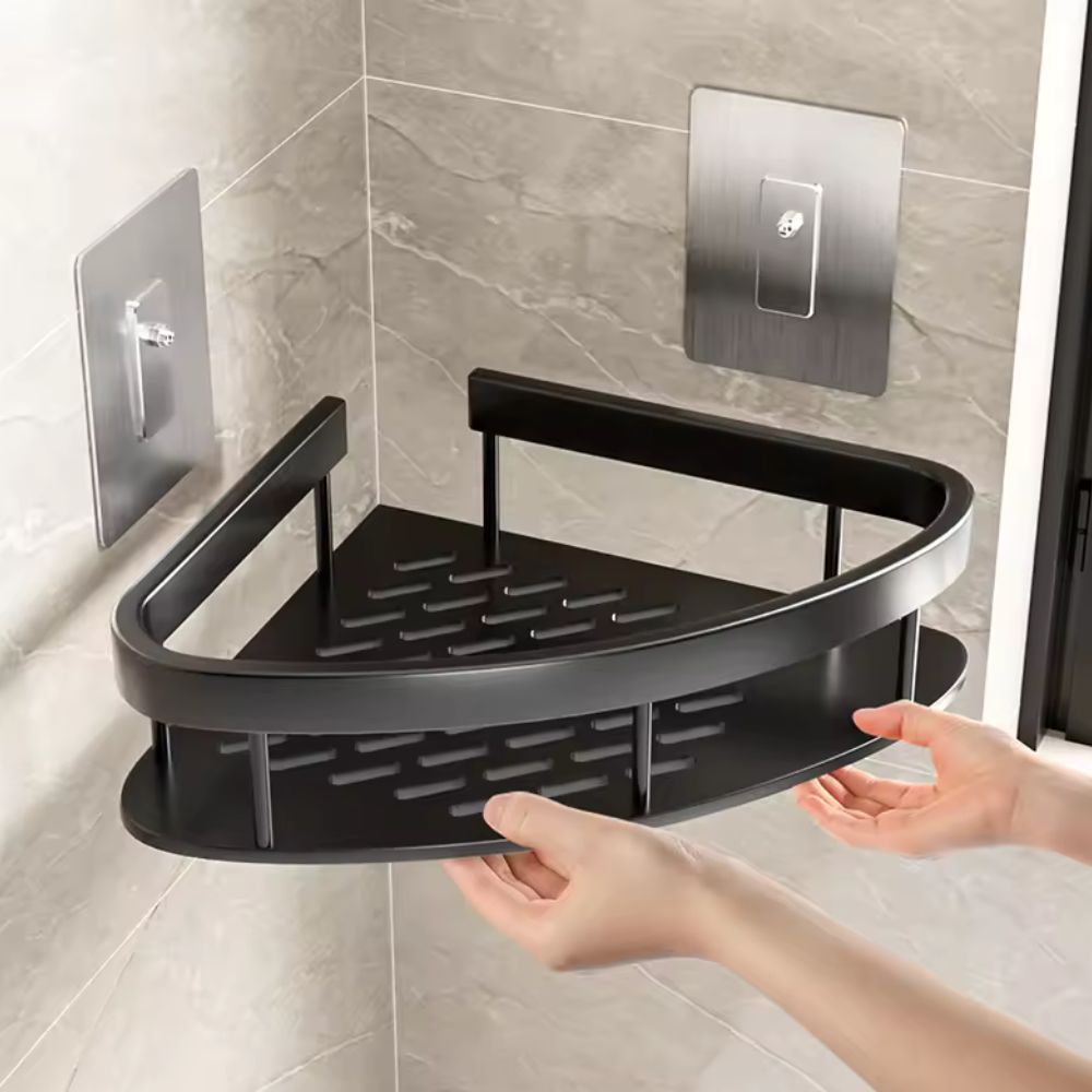 CurveRack™ - Duschablage Aluminium - Selbstklebend - Modernes Badezimmer Regal