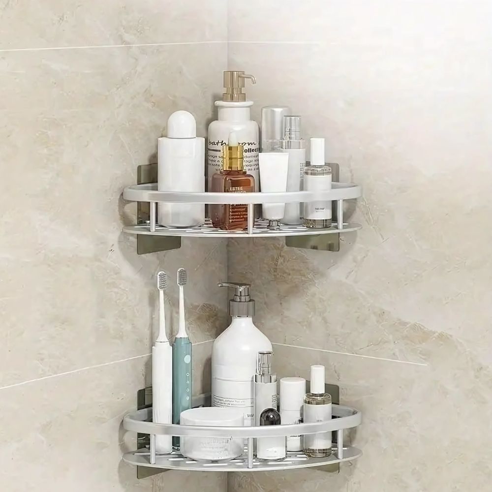 CurveRack™ - Duschablage Aluminium - Selbstklebend - Modernes Badezimmer Regal