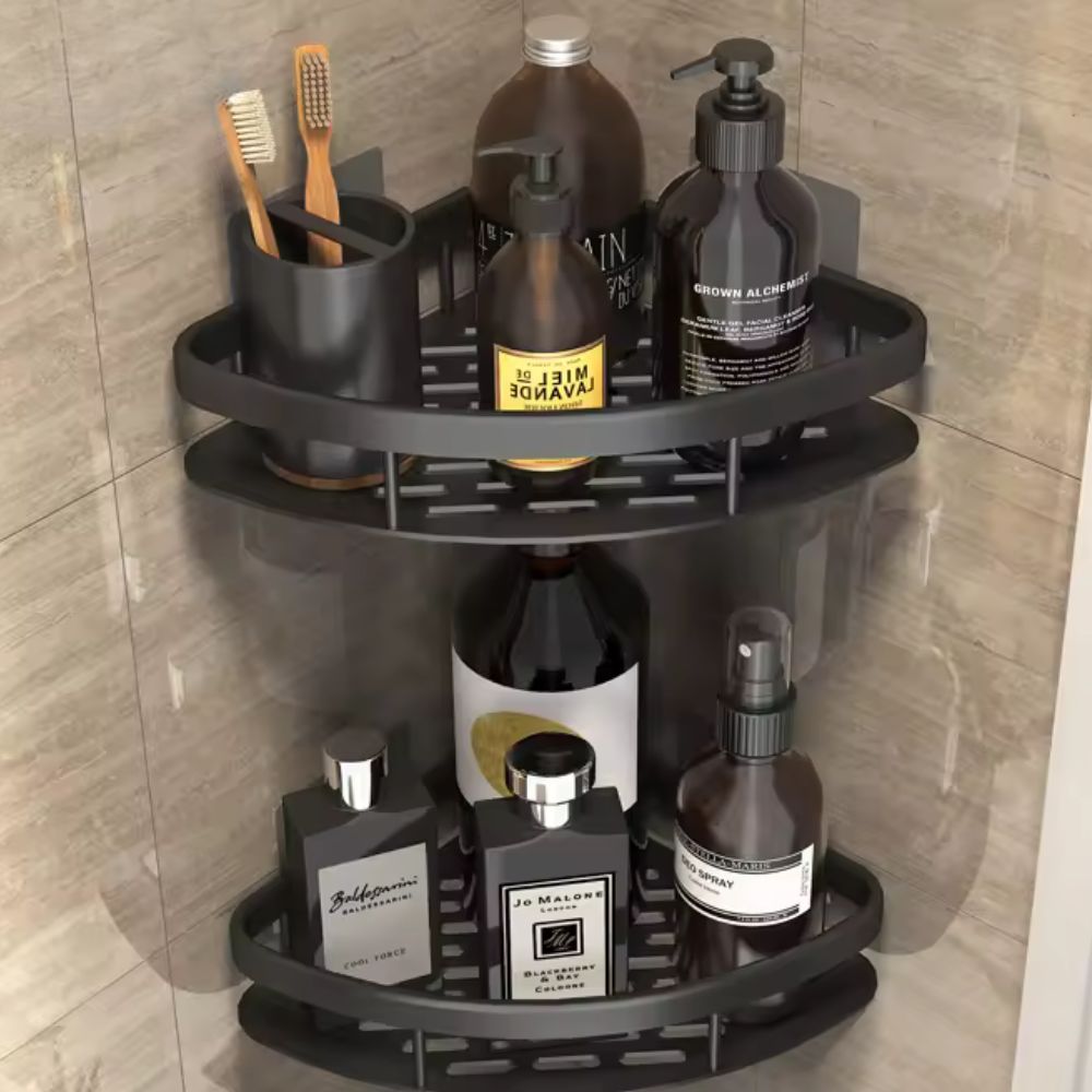 CurveRack™ - Duschablage Aluminium - Selbstklebend - Modernes Badezimmer Regal