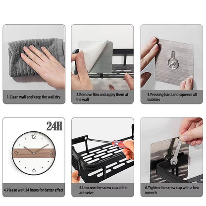 CurveRack™ - Duschablage Aluminium - Selbstklebend - Modernes Badezimmer Regal